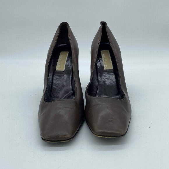 Michael Kors Slip On Heels Loafers Brown Leather Womens Size 6.5 - Picture 2 of 16
